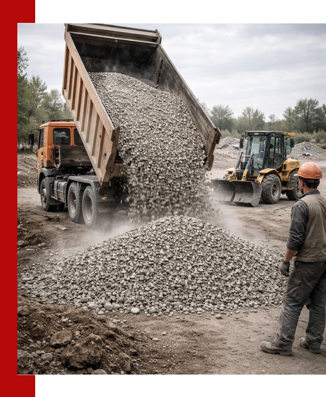 Доставка щебня в Зиме крупными и мелкими фракциями