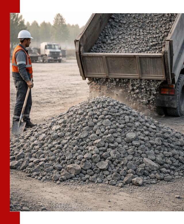 Гранитный щебень фракции 100–201 для строительства в Зиме