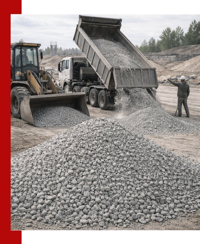 Доставка известнякового щебня фр. 5–20 в Зиме
