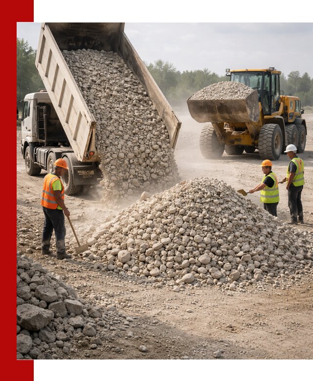 Доставка известнякового щебня фр. 40-70 в Зиме