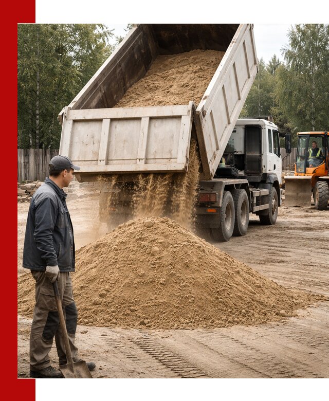 Доставка и продажа песка с разгрузкой в Зиме