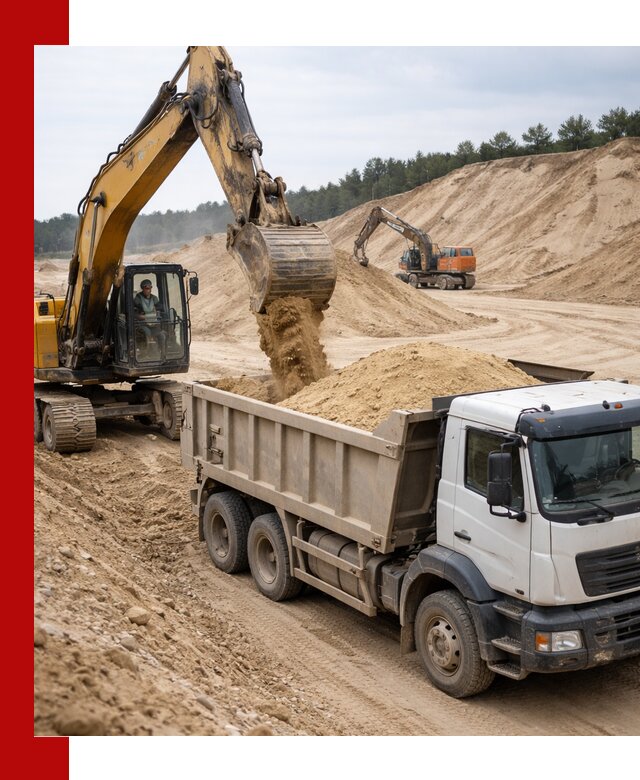 Доставка карьерного песка с самосвалами и разгрузкой в Зиме