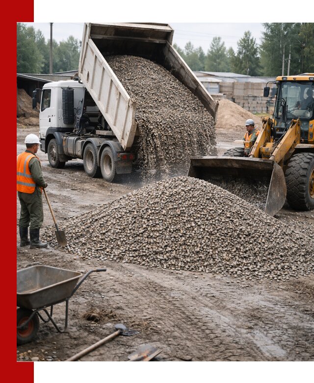 Мытый гравий с доставкой в Зиме от карьера до участка