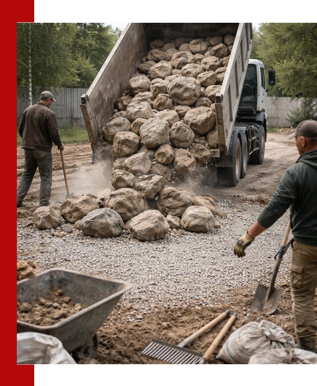 Доставка и укладка булыжника в Зиме