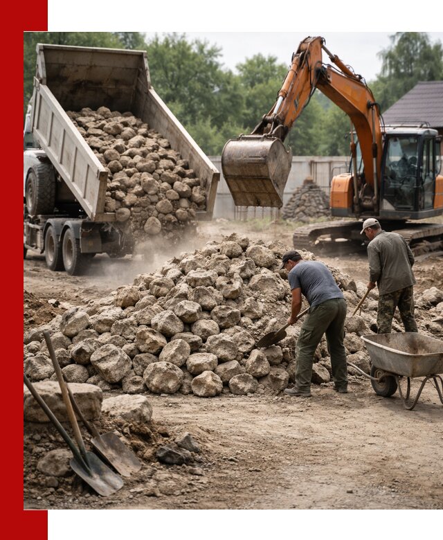 Доставка и разгрузка бутового камня в Зиме