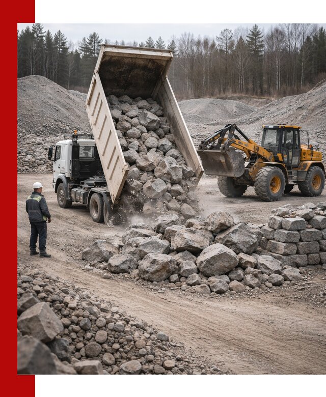 Доставка и продажа бутового гранитного камня в Зиме