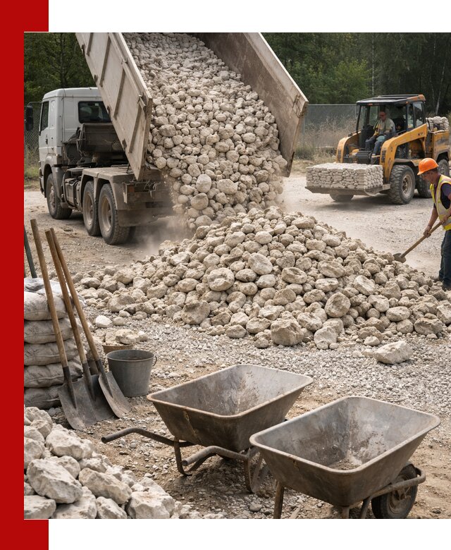 Доставка и продажа бутового известнякового камня в Зиме