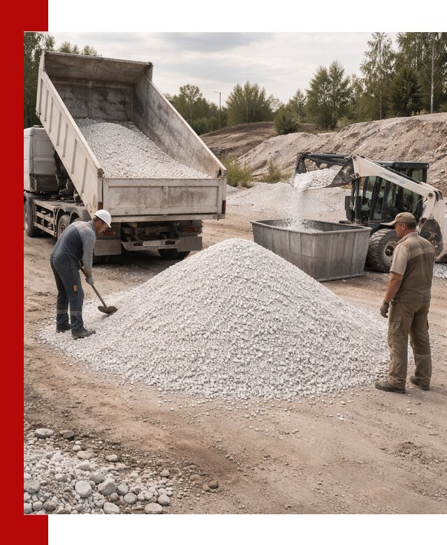 Доставка и продажа белой мраморной крошки в Зиме