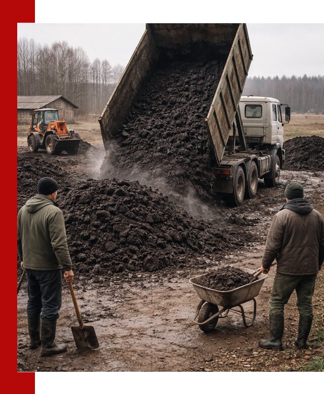 Доставка низинного торфа с разгрузкой и доставкой в Зиме