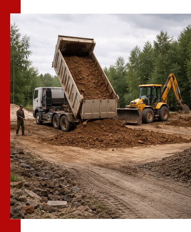 Доставка суглинка самосвалами в Зиме подсыпка и планировка