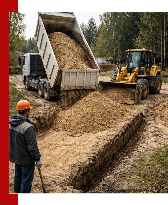 Доставка песчаного грунта в Зиме для строительных работ
