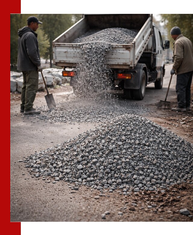 Гранитная крошка для посыпки дорог и тротуаров в Зиме