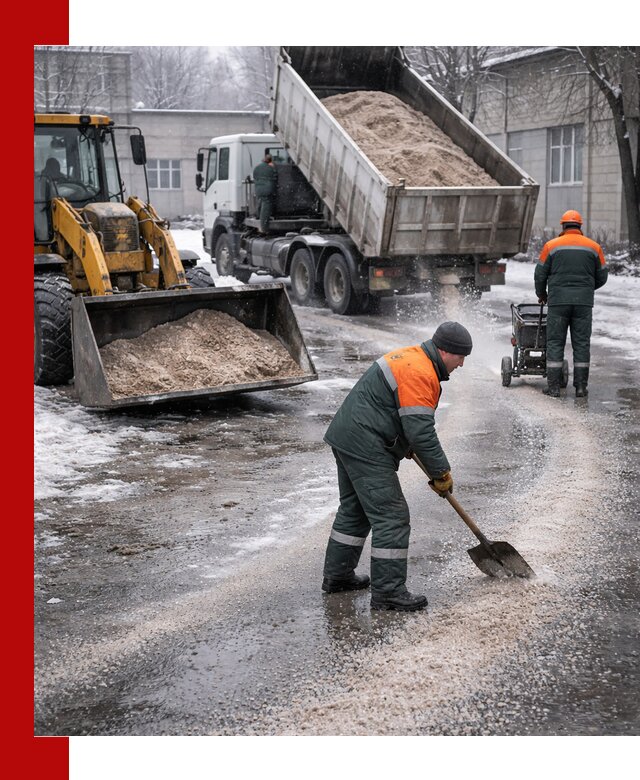 Реагент против гололеда с доставкой и нанесением в Зиме