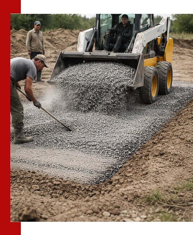 Устройство щебеночной подушки в Зиме для дорог и фундаментов